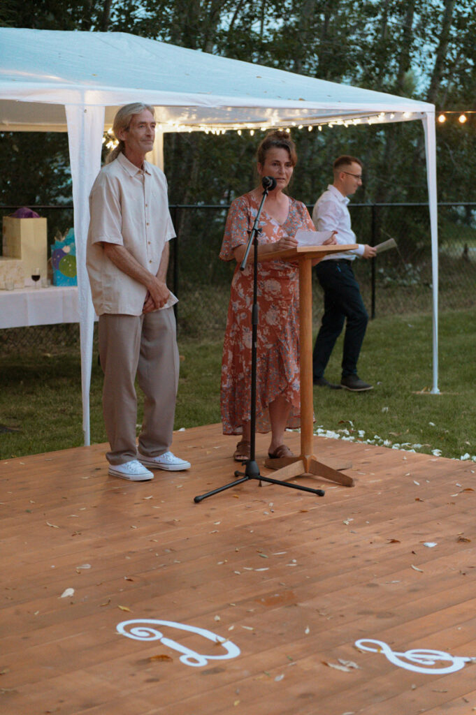 Sudbury backyard wedding speeches. 