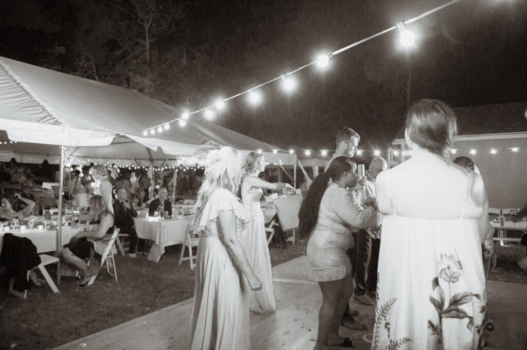 Sudbury backyard wedding reception dance floor.