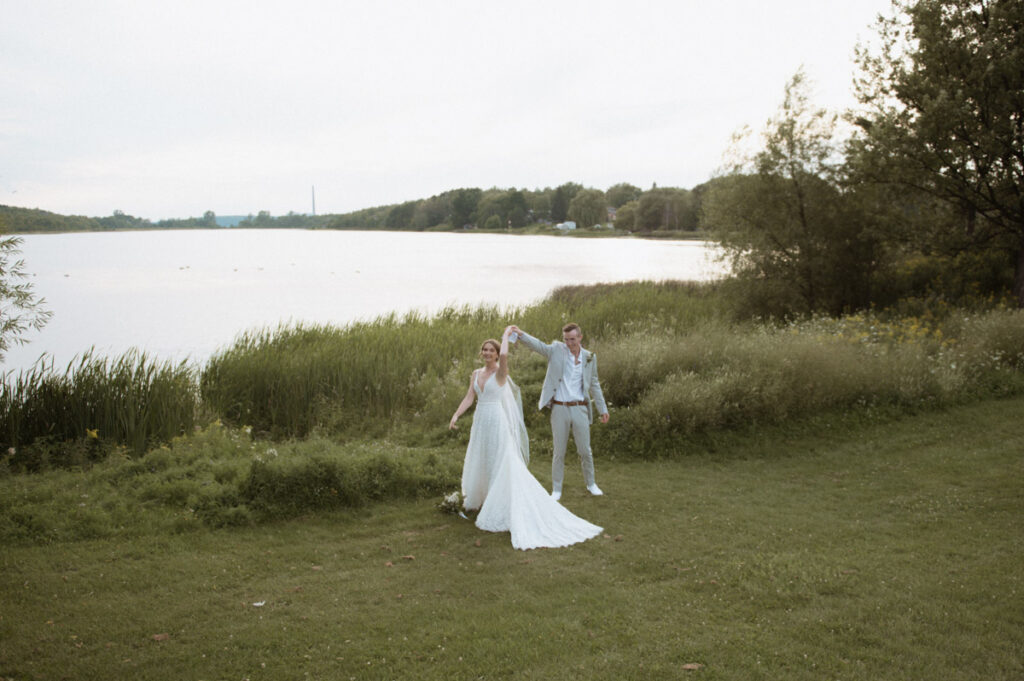 Sudbury backyard wedding couple sharing private vows. 